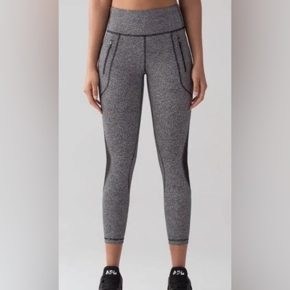 Lululemon Gray Athletic Leggings with Zipper Pockets - Picture 3 of 8